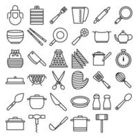 Kitchen utensils icons set vector