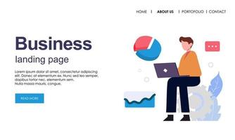 Landing page template of business concept vector