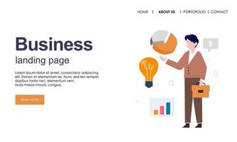 Landing page template of business concept vector