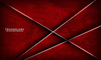 3D red rough grunge techno abstract background overlap layer on dark space with silver lines decoration. Modern graphic design element cutout style concept for banner, flyer, card, or brochure cover vector