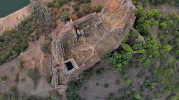 Top View Of Castle Remains On The Bank Of  River video