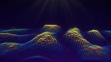 Futuristic glowing wave. The concept of big data. Network connection. Cybernetics. Abstract dark background of dots connected by lines. Digital landscape. 3d rendering. photo