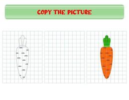 Repeat the picture. Coloring book for kids. Children's education. Vegetable carrot. vector