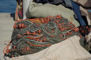 detalle de la red de pesca de los pescadores foto