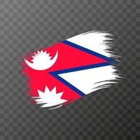 Nepal national flag. Grunge brush stroke. vector
