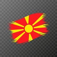 North Macedonia national flag. Grunge brush stroke. vector