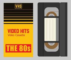 vhs cassette with yellow cover template vector