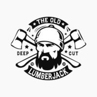 Lumberjack skull illustration. Woodworkers festival poster template. Shirt design on dark background. vector