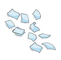 Paper files of documents fall down. Flying sheets. Blank sheet. vector