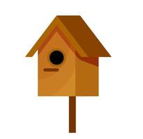 pajarera de madera. casa para pájaro. nido casero para animales. ilustración de dibujos animados plana vector