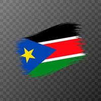 bandera nacional de sudán del sur. trazo de pincel grunge. vector