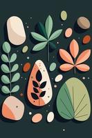 colorful abstract stone plant pebble mosaic nature wall art print poster vector