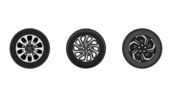 wheel object set vector illustration on white background, tire object vector