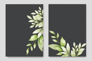 tarjeta de invitación de boda con acuarela de hojas verdes vector