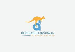 destino australia canguro abstracto da carta emblema diseño de logotipo moderno vector