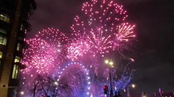 A view of the New Years Eve Fireworks in London photo