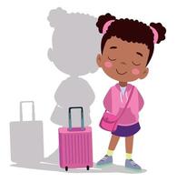 smiling cute little boy with suitcase vector