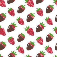 Strawberry seamless pattern. Vector strawberries in cartoon style. Bright colourful pattern with juicy berries. Design for textile, fabric, menu, room decor, greeting cards, wrapping paper.