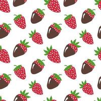 Strawberry seamless pattern. Vector strawberries in cartoon style. Bright colourful pattern with juicy berries. Design for textile, fabric, menu, room decor, greeting cards, wrapping paper.