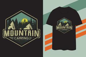 diseño de camiseta de camping de montaña 2023 vector
