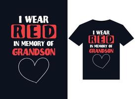 I Wear Red In Memory of Grandson illustrations for print-ready T-Shirts design vector