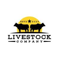 silhouette illustration of a cow for livestock logo. farm company logo vector template.