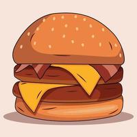 tasty Burger with meat . Vector isolated object