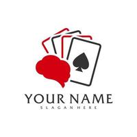 plantilla de vector de logotipo de póquer cerebral, conceptos de diseño de logotipo de póquer creativo