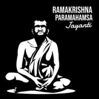 Ramakrishna Paramahansa jayanti Black background. Birth of Ramakrishna Paramahamsa vector