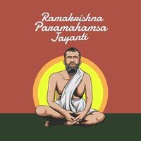 nacimiento del vector ramakrishna paramahansa. cartel de ramakrishna paramahamsa