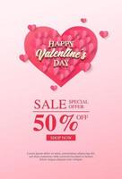 Paper style valentines day sale poster template vector