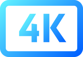 helling video kwaliteit of resolutie pictogrammen in 4k. video scherm technologie. png