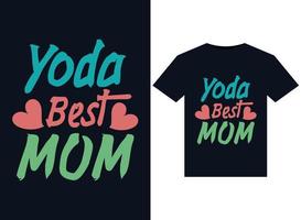 Yoda Best Mom illustrations for print-ready T-Shirts design vector