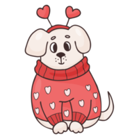 perro romántico con corazones. pegatina png