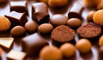 professional food photography closeup ofa close up of a tray of chocolates photo