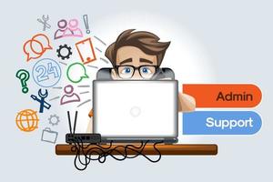 soporte administrativo para clientes de empresas y oficinas en línea y no solo, soporte y monitoreo las 24 horas, solución de problemas. vector