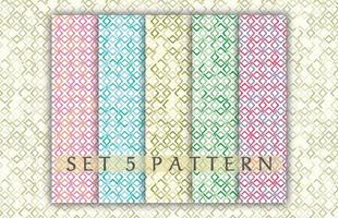 a pattern set with colorful blue, green, gold, pink, and purple vector
