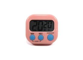 mini digital lcd counter timer kitchen alarm clock, count down clock for cooking, on white background photo