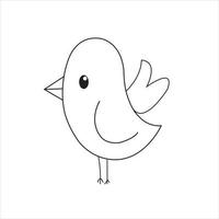 Cute cartoon happy bird coloring page for kids and adult vector