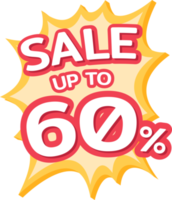 Up to 60 percent off label, Promotion discount banner templates png