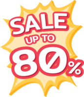 Up to 80 percent off label, Promotion discount banner templates png