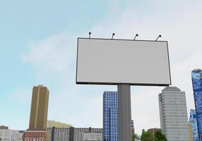 3D mockup blank billboard in downtown rendering photo