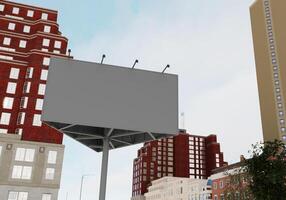 3D mockup blank billboard in downtown rendering photo