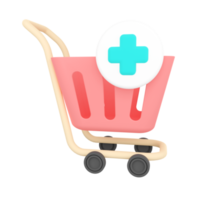 Shopping Cart. Online Shopping 3D rendering. png