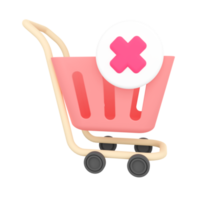 Shopping Cart. Online Shopping 3D rendering. png