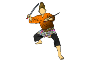 Posing Silat with weapon type machete png