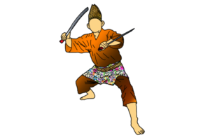 Posing Silat with weapon type machete png