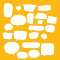 conjunto de texto de burbuja de voz, cuadro de chat, diseño de ilustración de dibujos animados de esquema de cuadro de mensaje. estilo de doodle de globo del símbolo de signo de pensamiento. etiqueta engomada linda y encantadora del discurso del chat del color. cuadro, texto, diálogo, arte vector