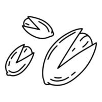 Pistachio nut simple linear cartoon icon in doodle style vector