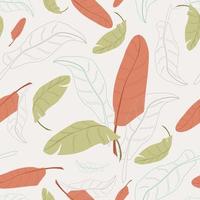 tropical leaves hand drawn seamless pattern vector